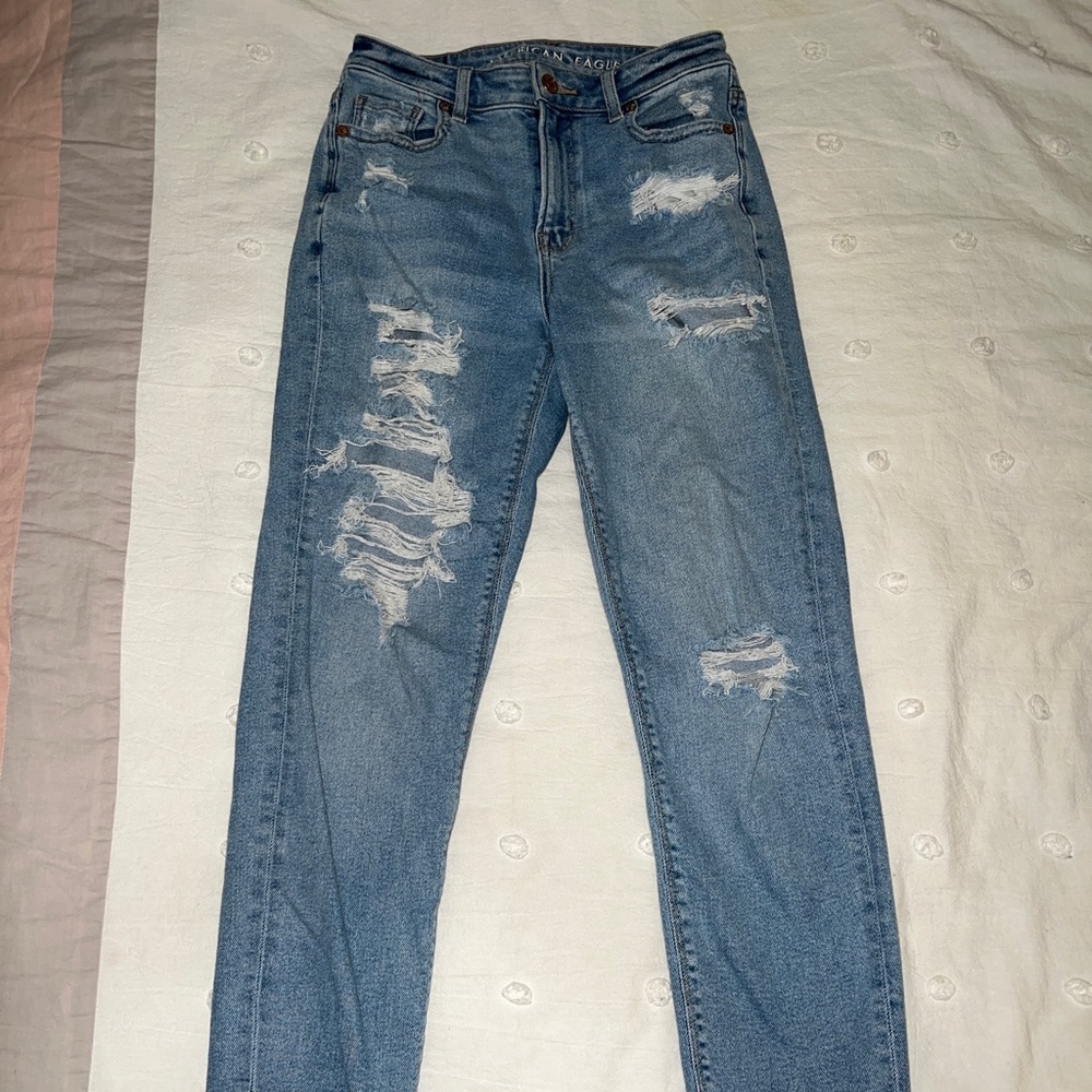 Distressed American Eagle Mom Jeans